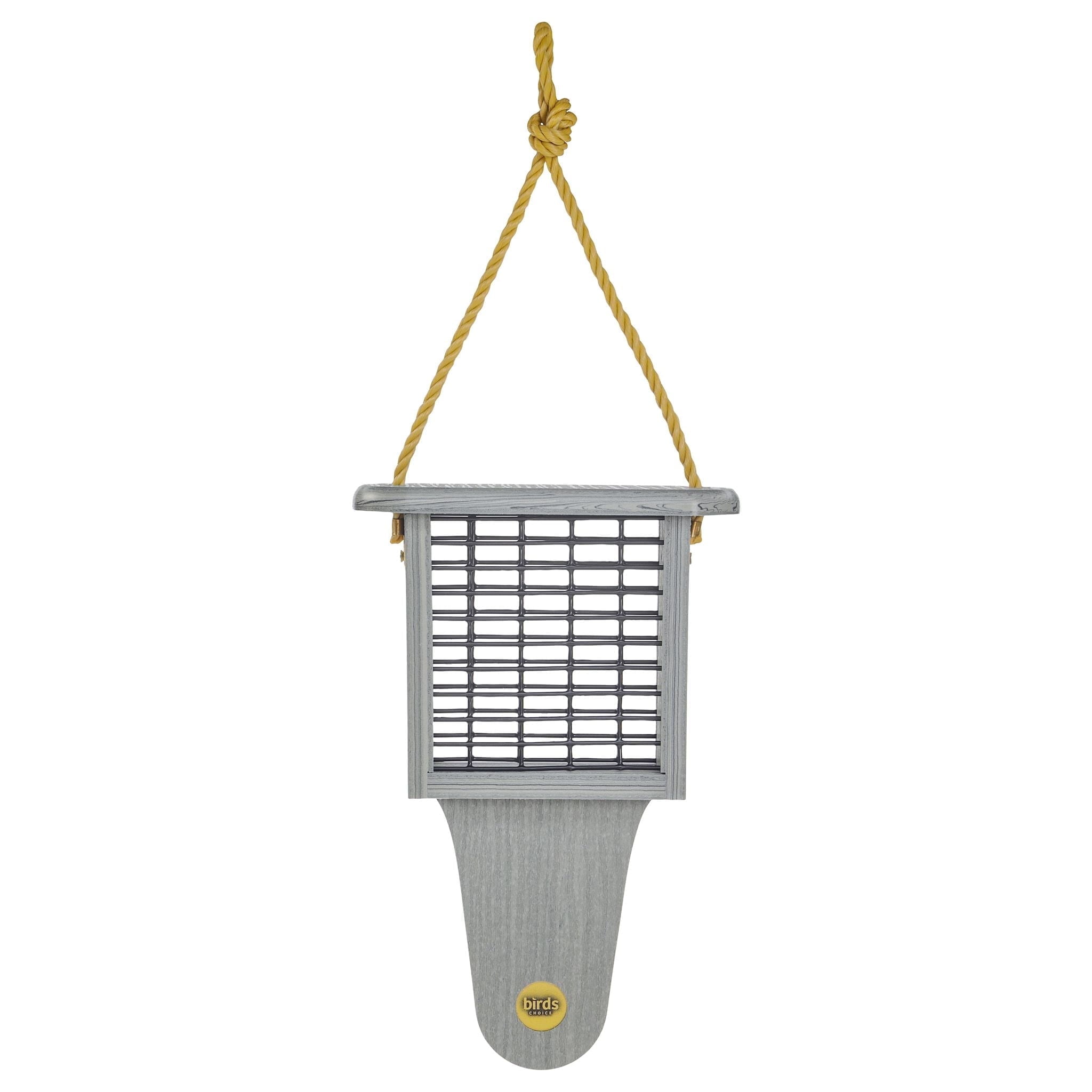 Birds Choice Modern Farmhouse Hanging Suet Bird Feeder with Tail Prop, Driftwood