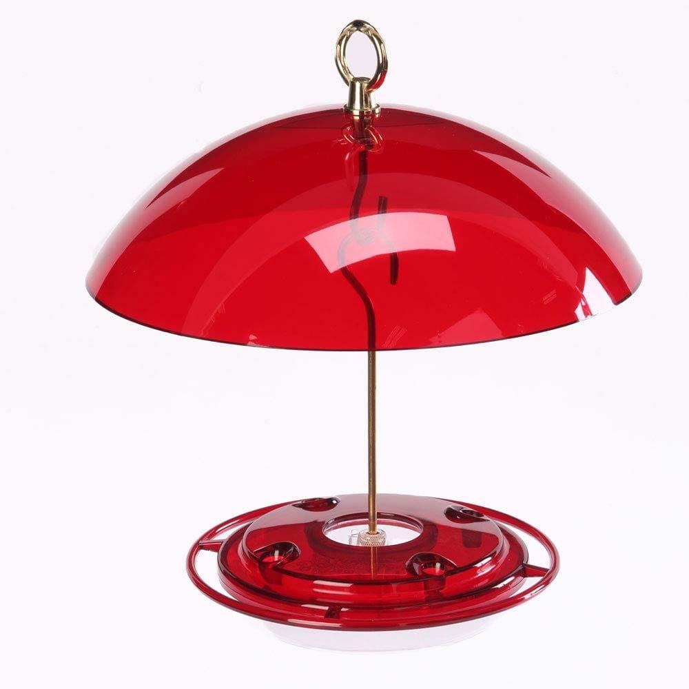 Red Polycarbonate Hanging Hummingbird Feeder with Ant Moat, 8 oz.