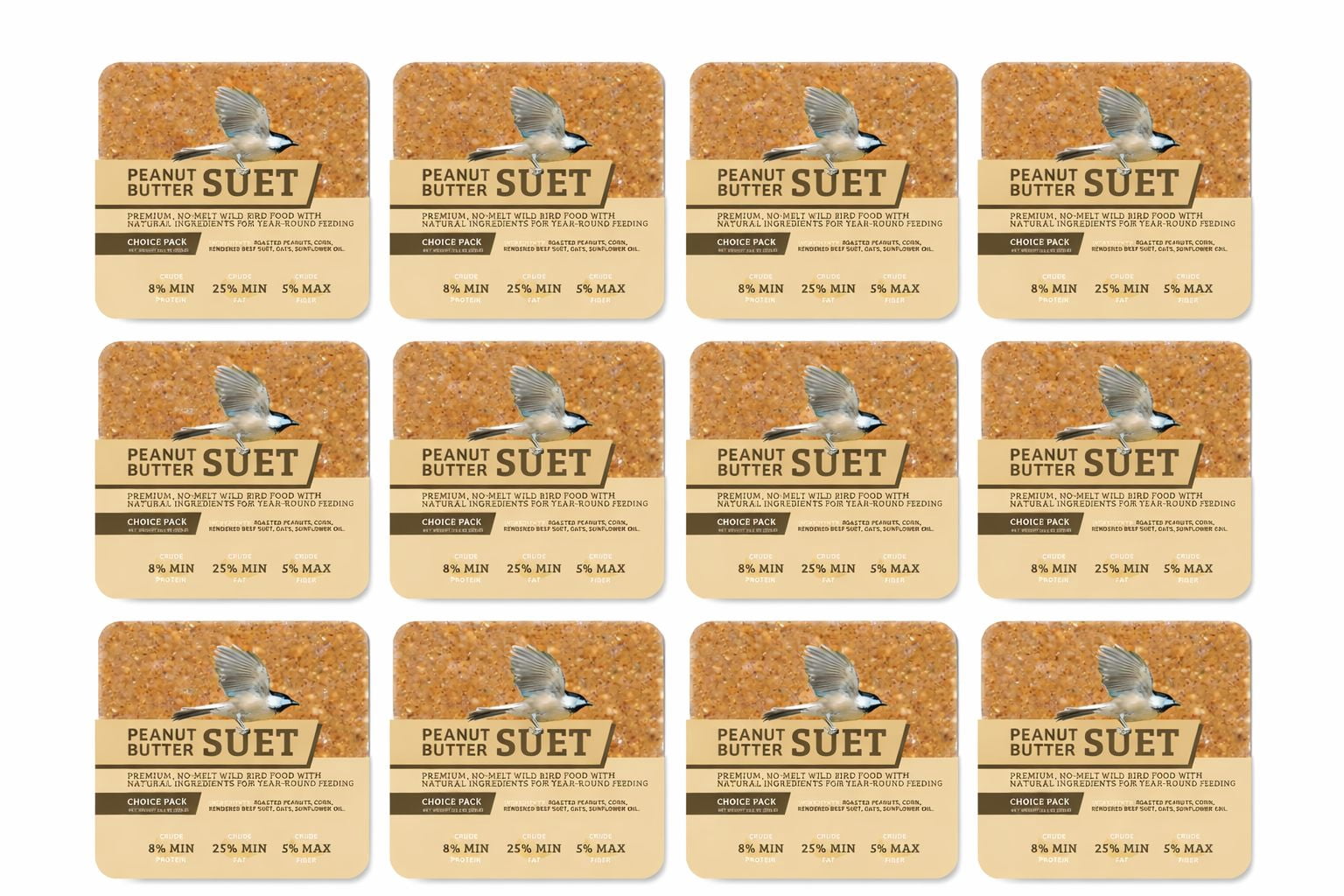Birds Choice Peanut No Melt Suet - 12 Pack