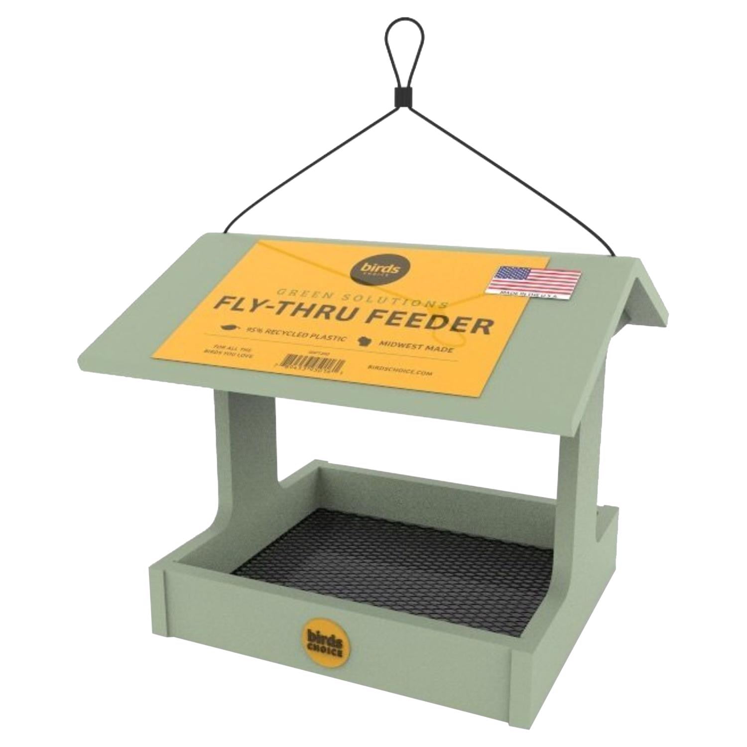 Birds Choice Green Recycled Plastic Hanging Fly-Thru Bird Feeder