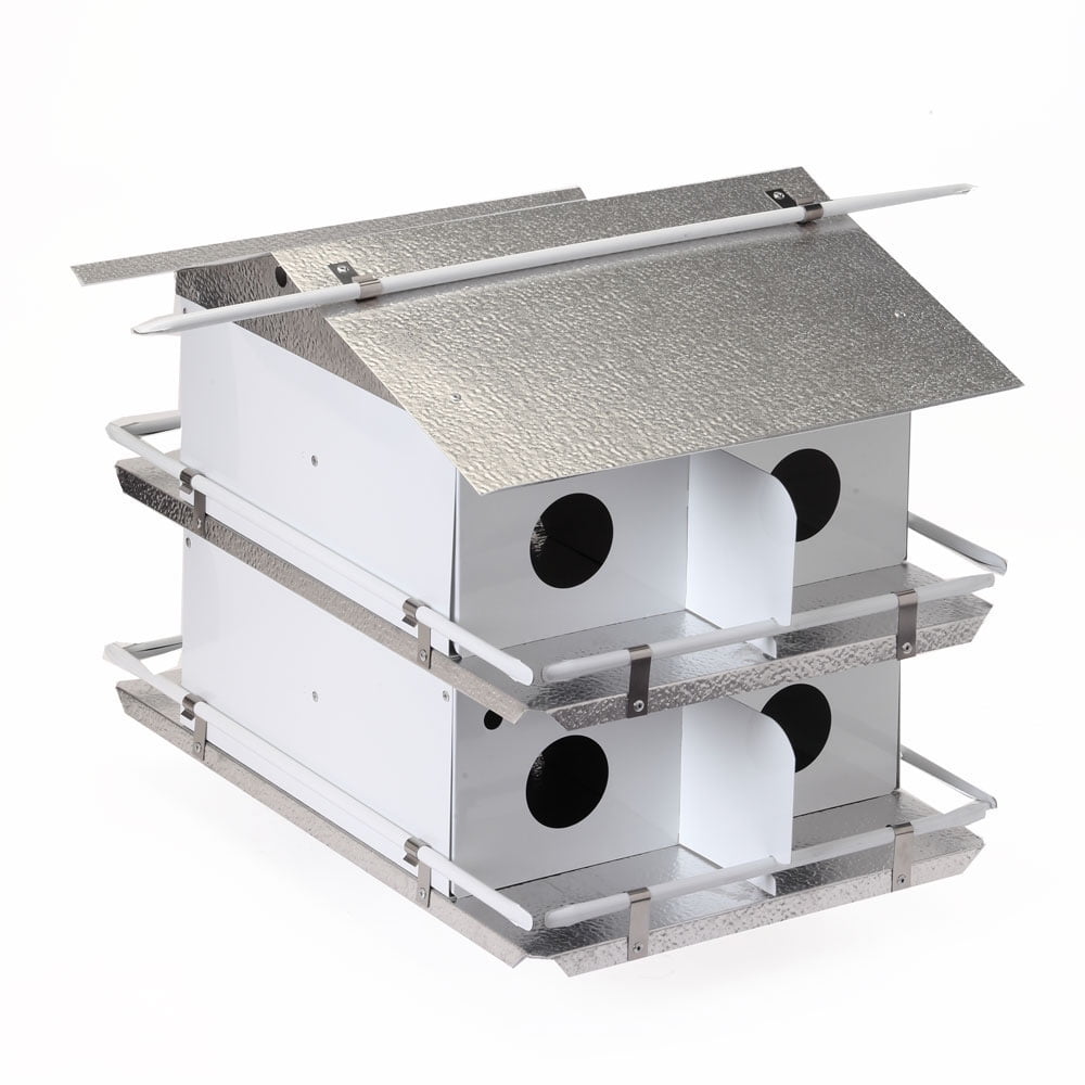 Aluminum Two-Floor White and Silver Purple Martin Bird House