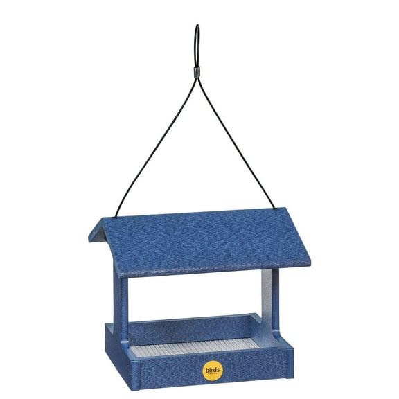 Birds Choice Recycled Plastic Fly-Thru Platform Feeder for Variety of Birds, Blue