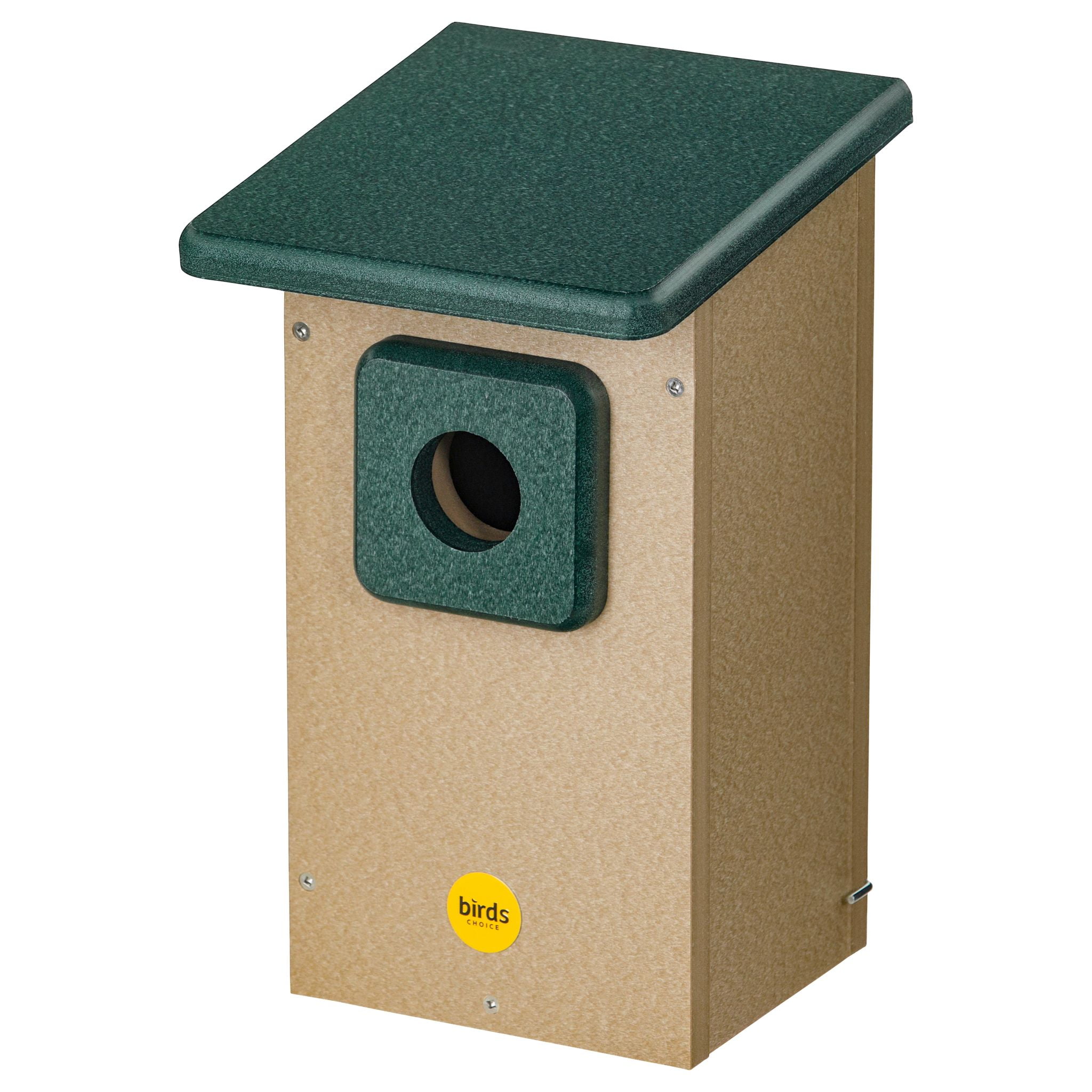 Taupe and Green Recycled Plastic Bluebird House with 1.5" Entrance