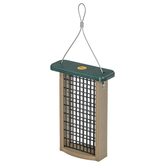 Birds Choice SNDSF Suet Feeder for Two Suet Cakes in Taupe and Green Recycled Poly-Lumber (Feeder Only)