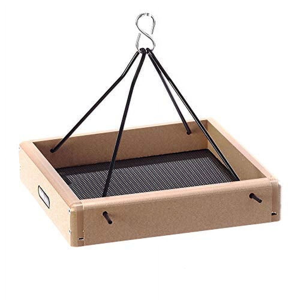 Beige Recycled Plastic Hanging Platform Bird Feeder with Metal Rods