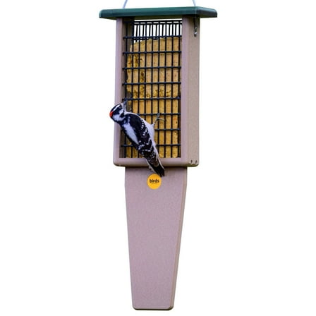 Birds Choice 22.5" Pileated 2-Cake Tail Prop Suet Feeder, Taupe/Green