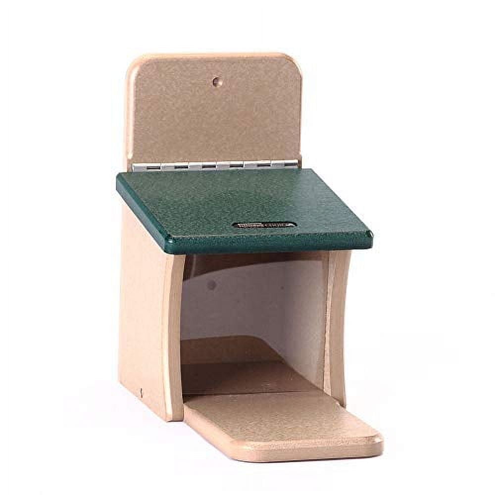 Taupe and Green Recycled Plastic Squirrel Feeder with Hinged Roof