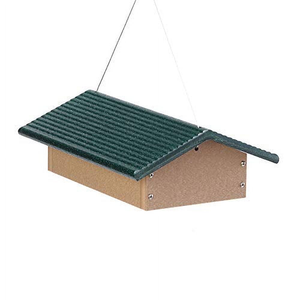 Birds Choice SNUDD Recycled Cake Upside Down Suet Feeder, Seed Block Feeder, 4 Suet Cakes, 11-3/4"L X 8-3/4"W X 4"H, Taupe w/ Green Roof - image 1 of 7