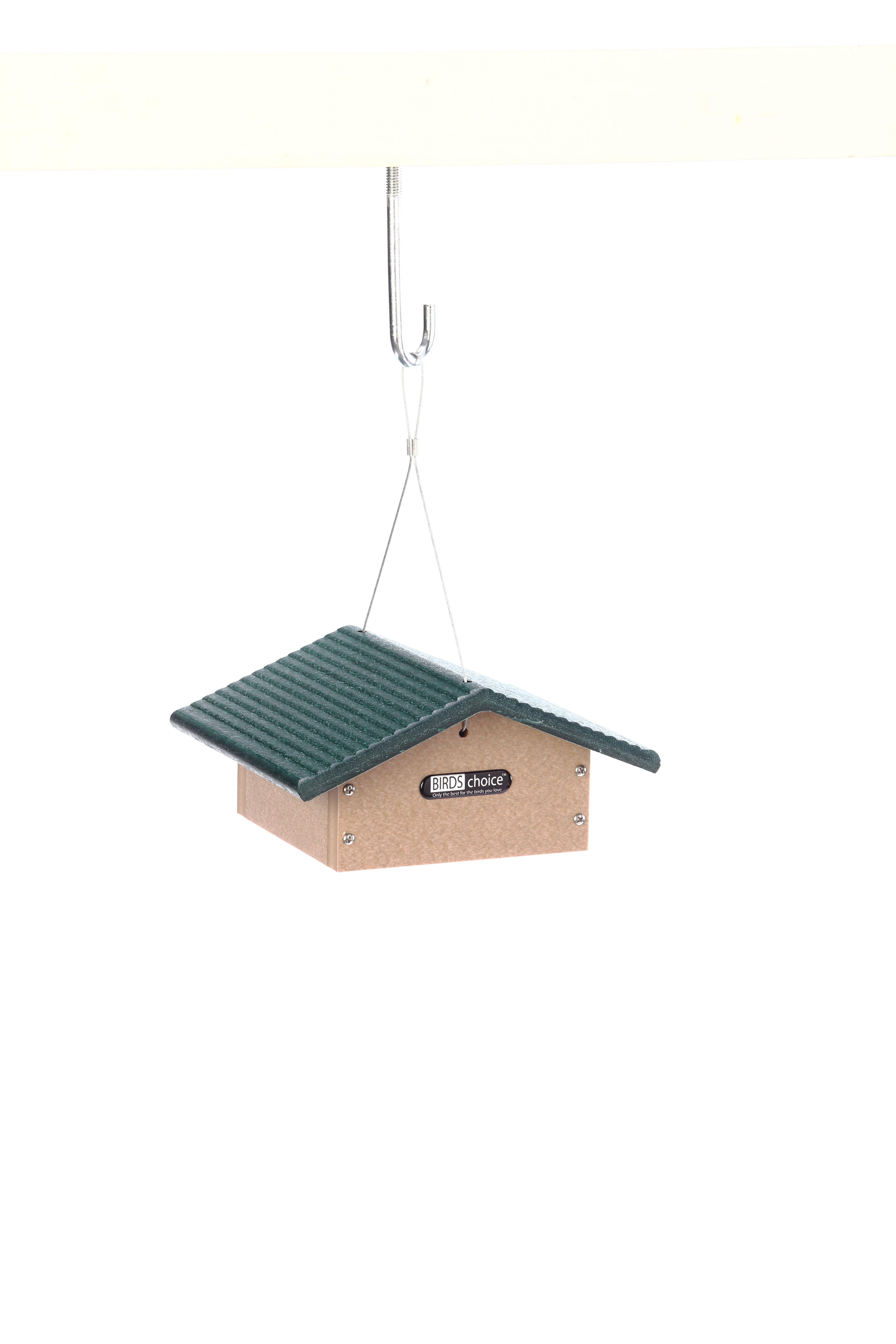 Birds Choice 4.25" Upside Down Recycled Materials Suet Seed Block Feeder, Taupe/Green