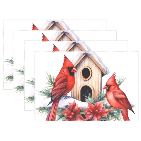 Birds Christmas Pines 12×18 inch Placemats Heat Resistant Washable Foldable Rectangular Placemats Set Decoration Indoor Outdoor for Kitchen Dining Table 1PC