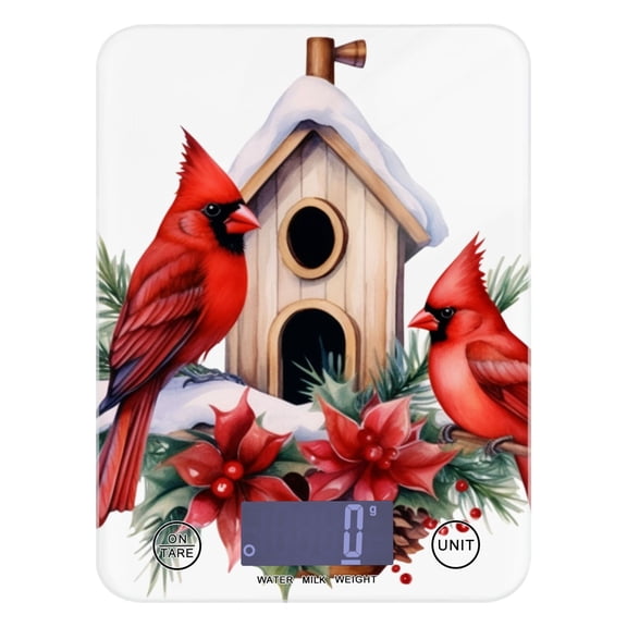 Birds Christmas Pines Food Scale Digital Kitchen Scale Waterproof Tempered Glass Tare Function 11 lb for Baking Cooking Meal Prep