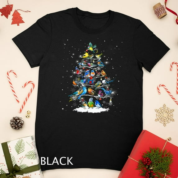 Birds Christmas Tree Cute Bird Watcher Christmas Lover Gift Unisex T-Shirt, for men & women, up to size 5XL