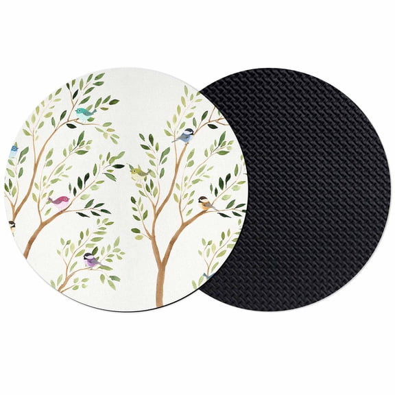 Birds Coasters Set of 2, Absorbent Coasters for Drinks, Spring Branch Leaves Animals Country Pastoral Coaster for Desk Coffee Table Protection, Home Decor House Warming Gifts 4"