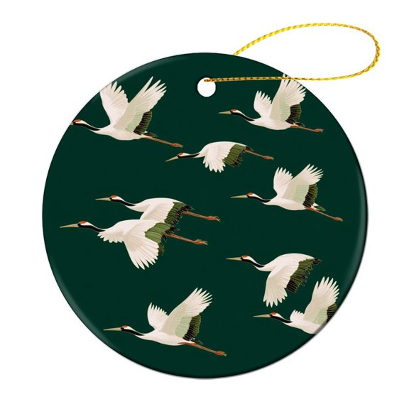 Birds Crane Heron Xmas Decor Ceramics Ornaments Christmas Ornament for Christmas Tree Decorations Flying White Cranes Ceramic Christmas Ornament