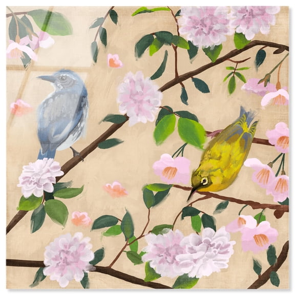 Birds Cuddle Acrylic Floral Wall Decor by Art Remedy, Ready to Hang, 12 x 12