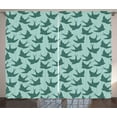 thumbnail image 1 of Birds Curtains 2 Panels Set, Avian Woodland Animal Silhouettes with Polka Dots Background Fauna Pattern, Window Drapes for Living Room Bedroom, 108W X 63L Inches, Teal and Mint Green, by Ambesonne, 1 of 3