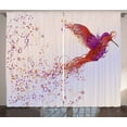 thumbnail image 1 of Ambesonne Birds Curtains 2 Panel Set, Curly Feather Hummingbird, 108" x 90", Burgundy Orange, 1 of 2