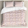 thumbnail image 1 of Birds Duvet Cover Set, Drawings of Round Blobs with Birds on Branches Vibrant Happy Spring Theme, Decorative 3 Piece Bedding Set with 2 Pillow Shams, Queen Size, Orange Plum and White, by Ambesonne, 1 of 3