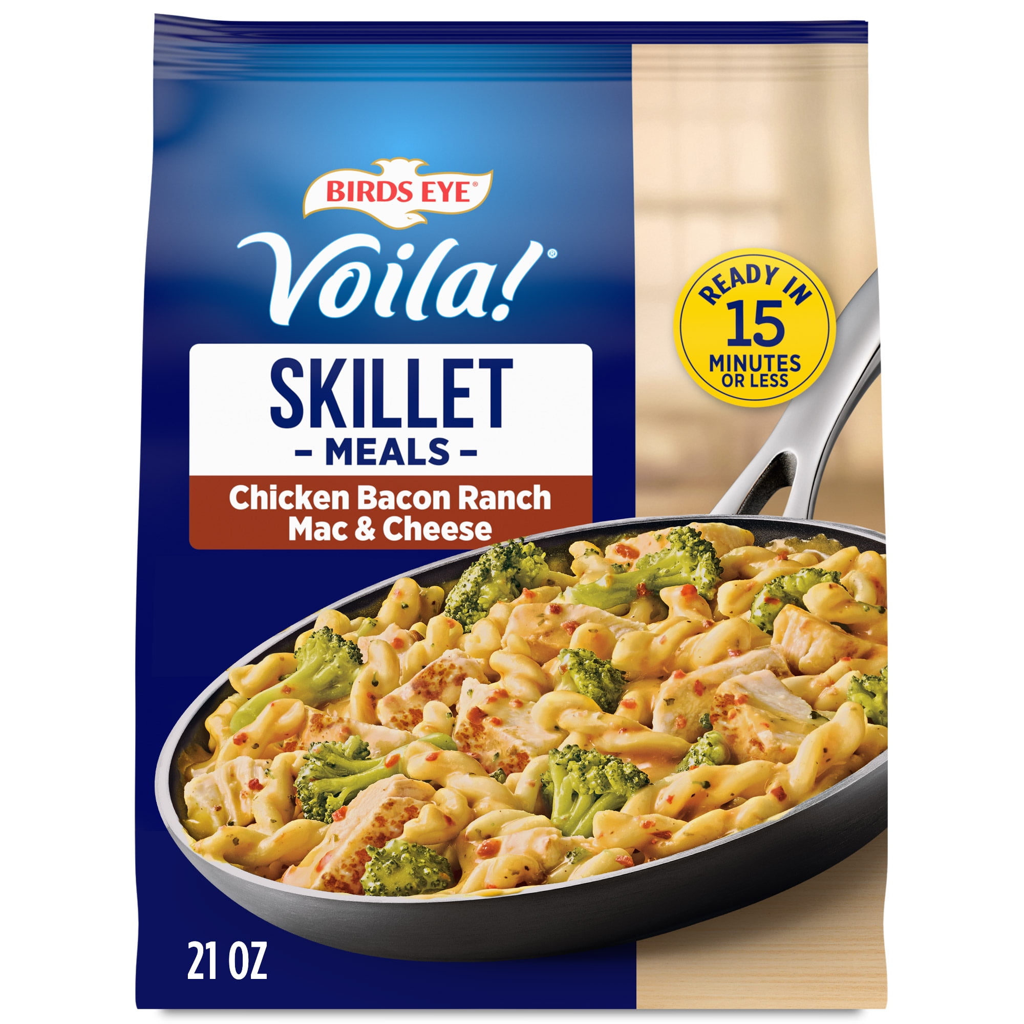 Birds Eye Voila! Chicken Bacon Ranch Mac & Cheese Skillet Meals, Frozen Meal, 21 oz. Bag