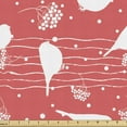 thumbnail image 1 of Ambesonne Birds Fabric by the Yard Upholstery, Bullfinch Silhouettes Sitting, 10 Yards, Dark Coral White, 1 of 5