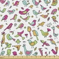 thumbnail image 1 of Ambesonne Birds Fabric by the Yard Upholstery, Doodle Floral Details, 5 Yards, Multicolor, 1 of 5