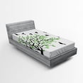 thumbnail image 1 of Ambesonne Silhouette Fitted Sheet, Flying Spring Peace Art, Twin Size, White Black Green, 1 of 2