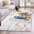 thumbnail image 1 of Birds Floral Area Rugs 4'x6', Washable Small Throw Rugs for Office Bathroom, Farmhouse Country Pink Flower Leaf Wood Grain Indoor Outdoor Rug Non-Slip Low Pile Carpet Runner Reversible Floor Mats, 1 of 8
