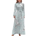 thumbnail image 1 of Birds Floral Pattern Print Women's Long Dress Long Sleeves Dress Vintage Dresses Party Maxi Dress High Waist Dress, 1 of 1