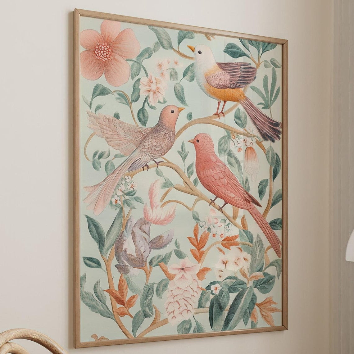 Birds And Flowers Art Print Animal Poster Gift Botanical Nursery Animal ...