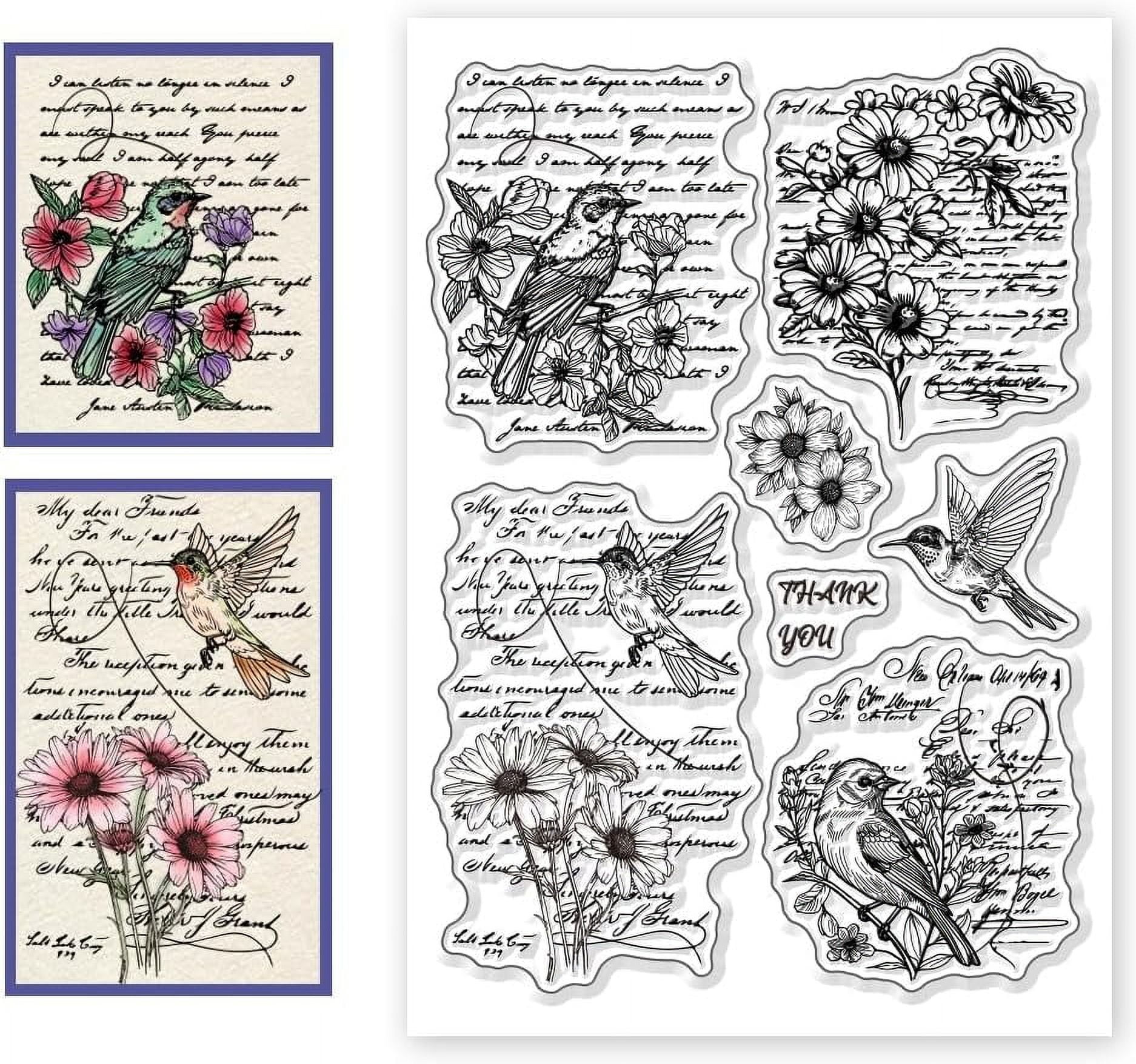 Birds Flowers Clear Stamps Transparent Silicone Stamps Clear Stamp ...