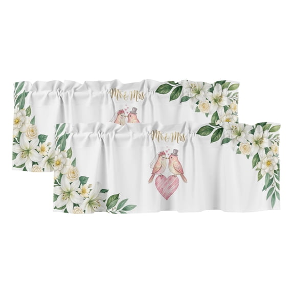 Birds Flowers Curtain Valances for Windows, Kitchen Valance Window ...