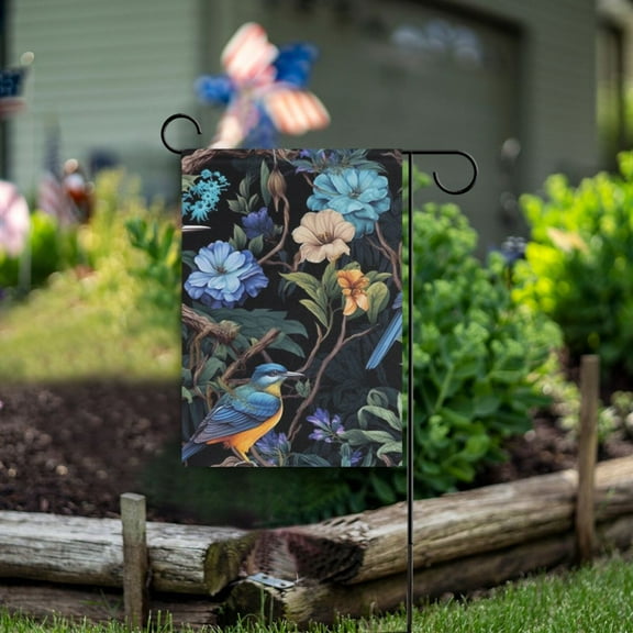 Birds Flowers Leaves Woods Garden Flag Double Sided Outdoor Banners for Courtyard Outdoor Lawn Farmhouse Holiday Decorations