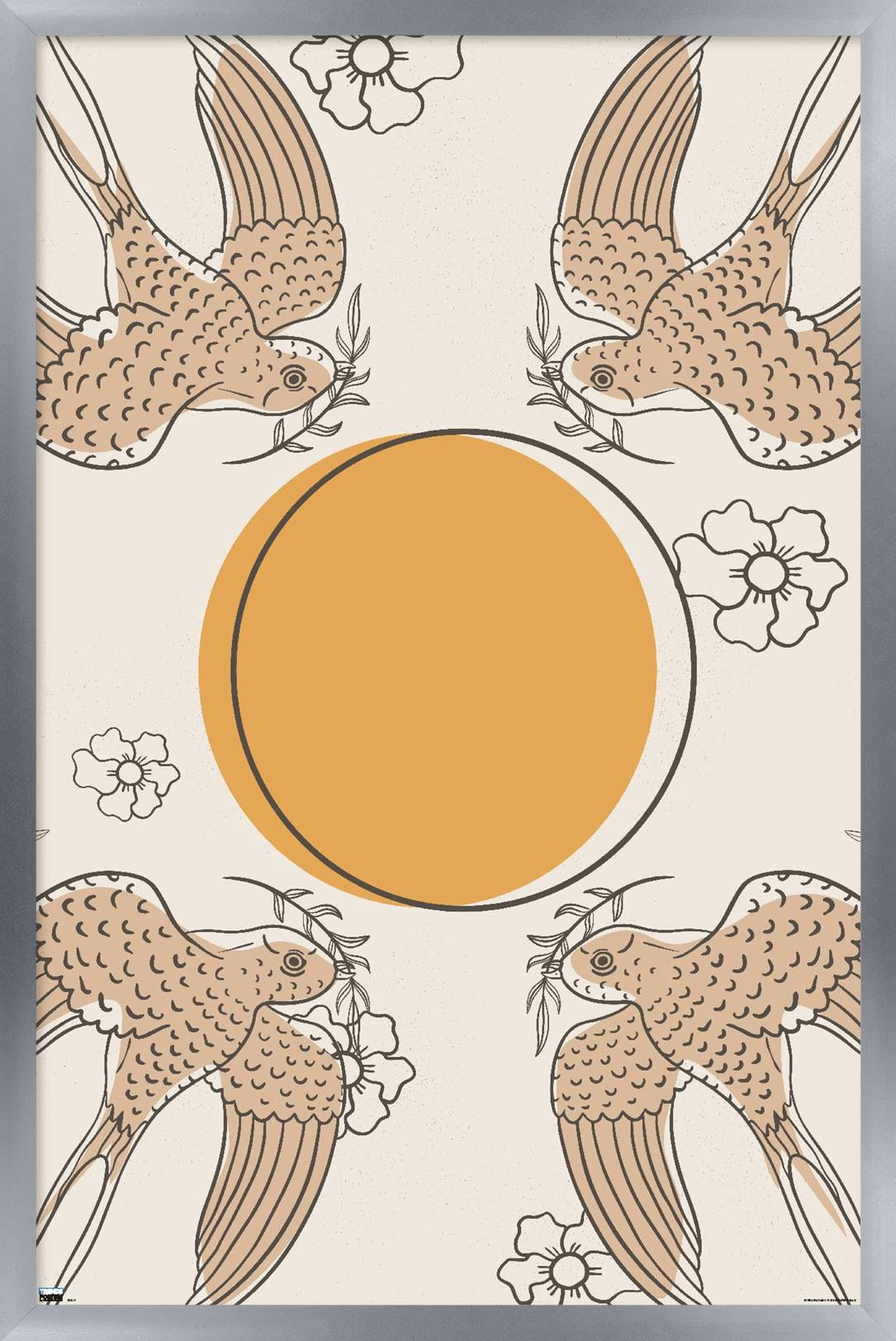 Birds Fly To The Sun Wall Poster, 14.725" x 22.375" Framed