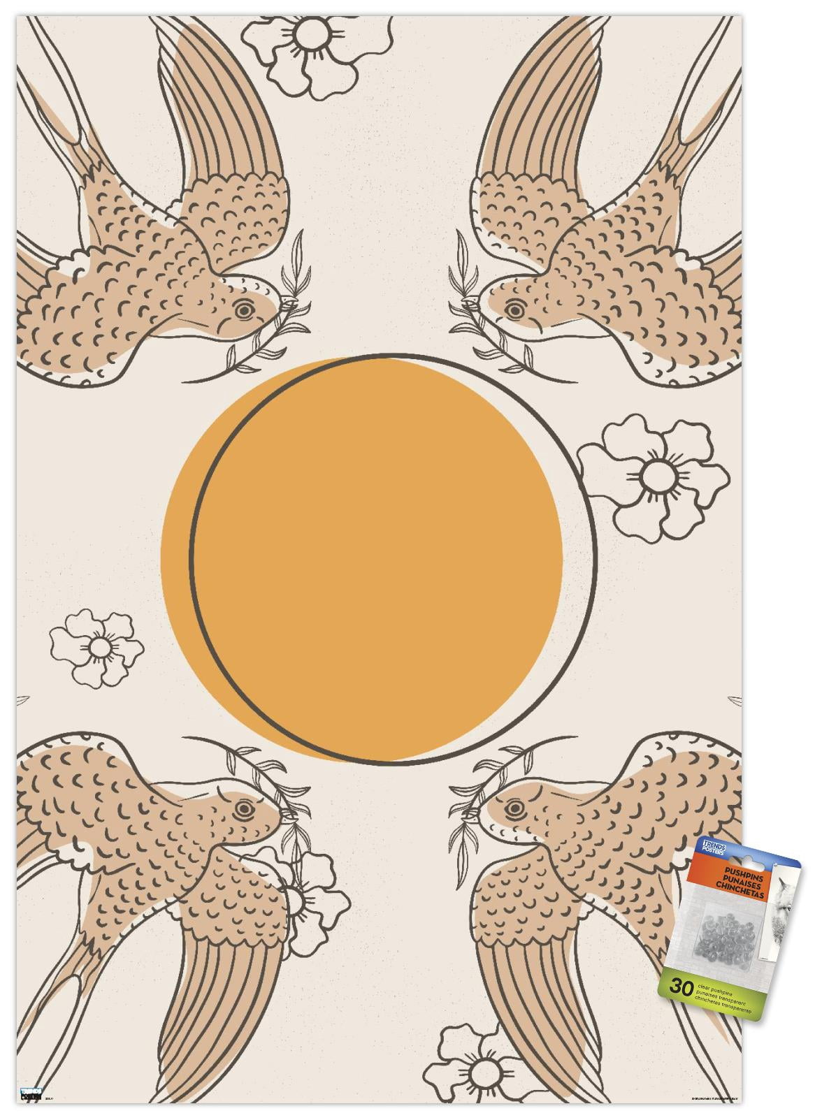 Birds Fly To The Sun Wall Poster with Pushpins, 22.375" x 34"
