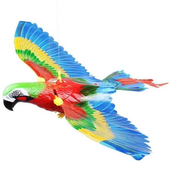 Birds Hanging Pet Toy Chirping Cat Toy Sound Light Parrot Flying 360 Rotation Interactive Plaything
