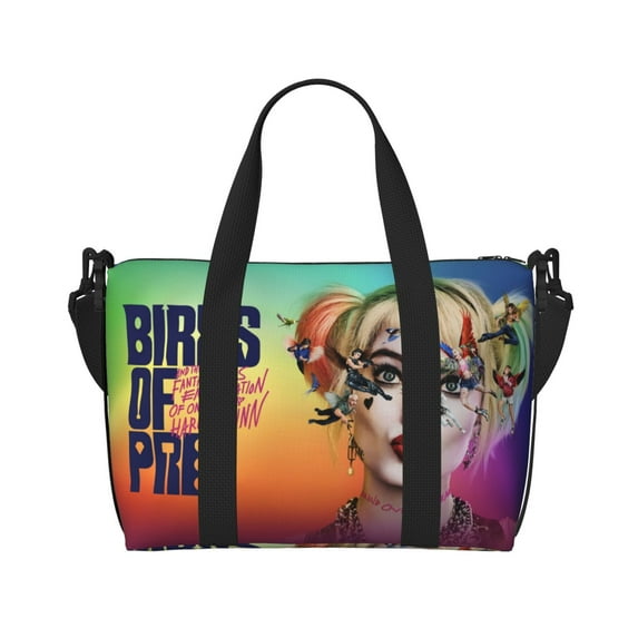 Birds Harley Quinn of Prey Duffle Bag Overnighter Weekender Travel Bag Tote Carry On Bag School Practice Handbag Crossbody Fitness Bag For Women Men Boys Girls