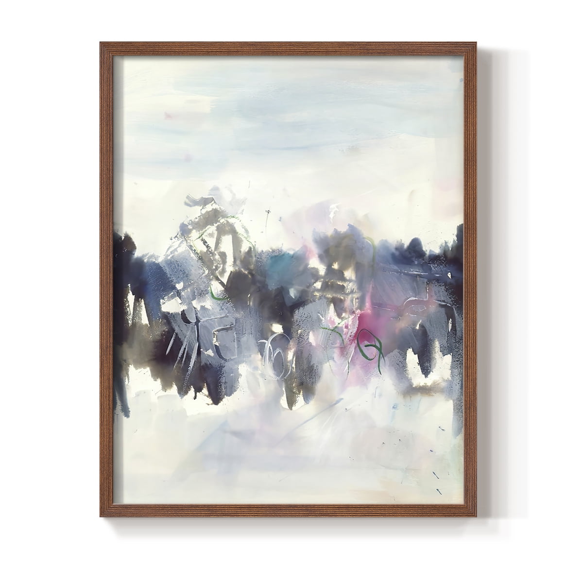 Birds II Framed Print in Brown Solid Wood Framed Print No Nail Hanging