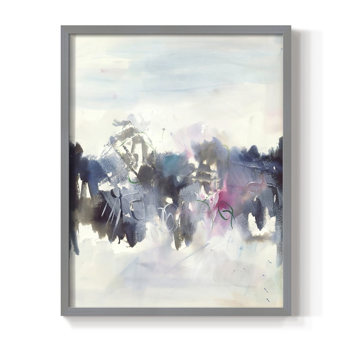 Birds II Framed Print in Gray Solid Wood Framed Print No Nail Hanging