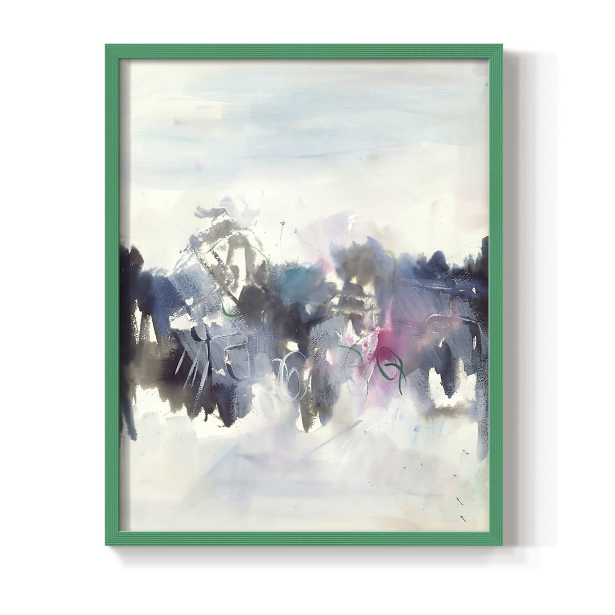 Birds II Framed Print in Green Solid Wood Framed Print No Nail Hanging