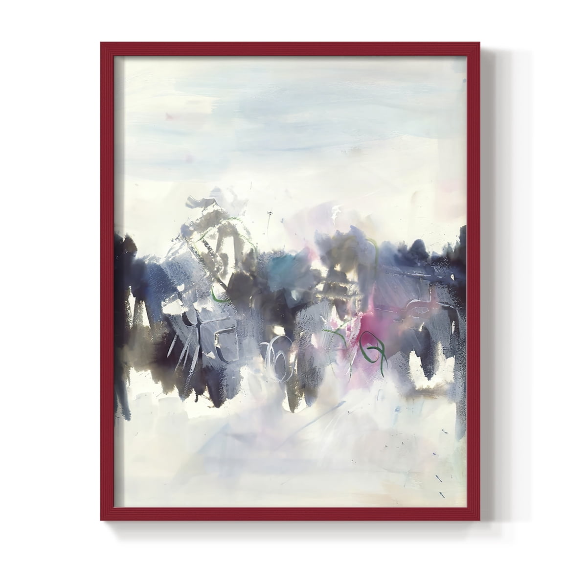 Birds II Framed Print in Red Solid Wood Framed Print No Nail Hanging