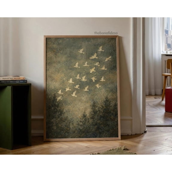 Birds In Flight Wall Art Vintage Wildlife Nature Inspired Home Decoration Artwork Living Room Bedroom Office