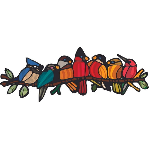 Birds In Row Bird Animal Vinyl Stained Glass Film Static Cling Window Waterproof Decal for Girls Boys Kids Room Bedroom Nursery House Fun Home Decor Stickers Wall Art Vinyl Decoration (35x40 inch)