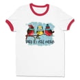 thumbnail image 1 of Birds It's Cold Outside Ringer Tee Shirt Unisex 2X-Large White/Red, 1 of 5