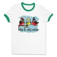 thumbnail image 1 of Birds It's Cold Outside Ringer Tee Shirt Unisex Large White/Kelly Green, 1 of 5