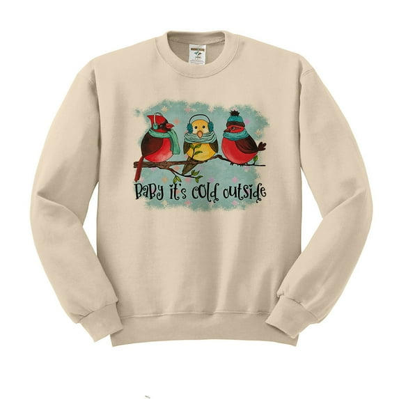 Birds It's Cold Outside Sweatshirt Unisex 2X-Large Sand
