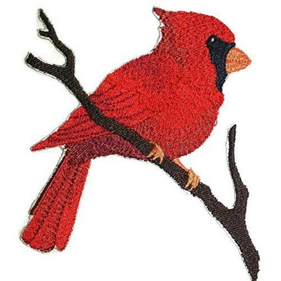 Birds Kingdom [Single Cardinal Bird ] Embroidered Iron on/Sew patch [5" X 4.5"]