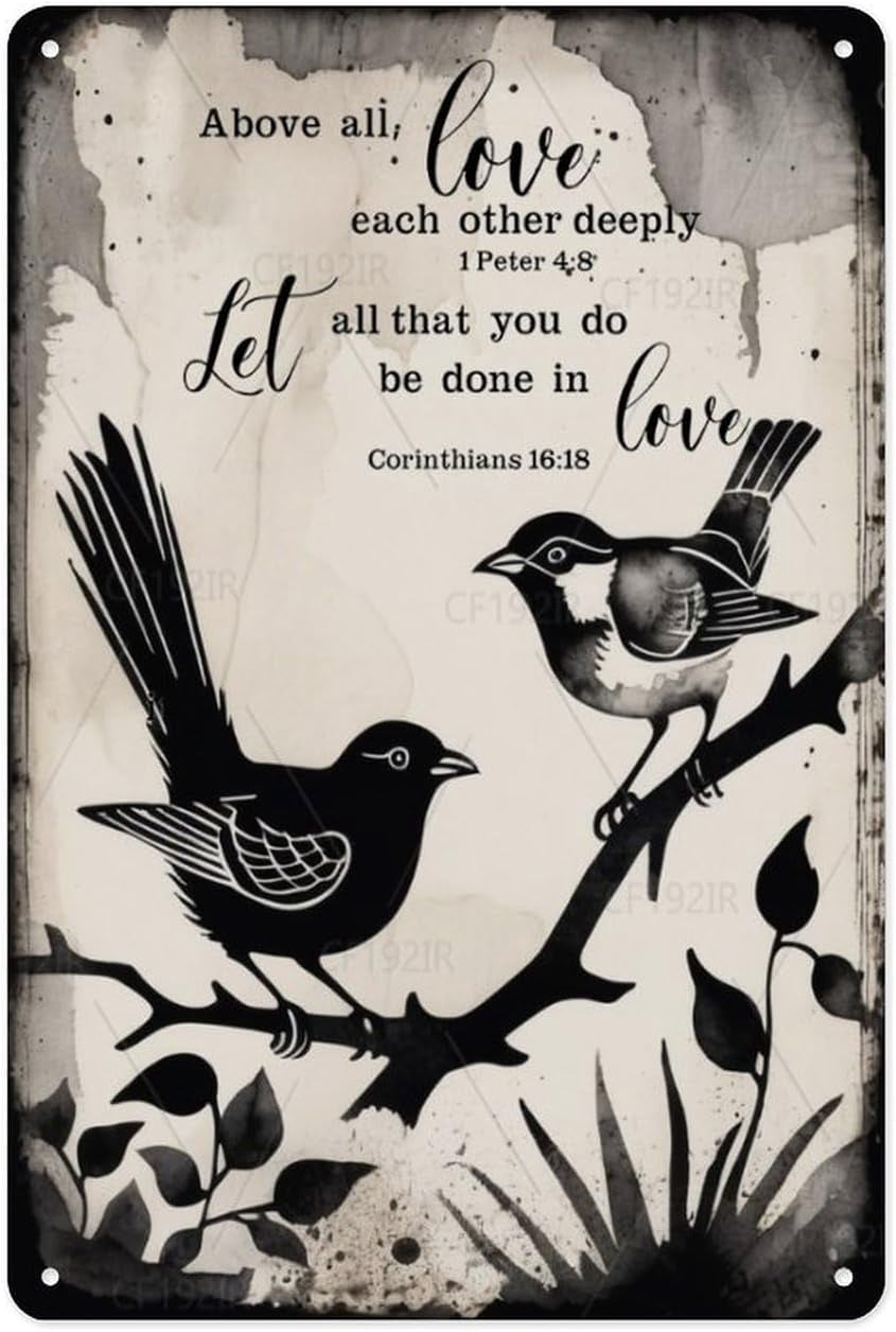 Birds Above All Love Each Other Deeply Vintage Aluminum Tin Sign ...