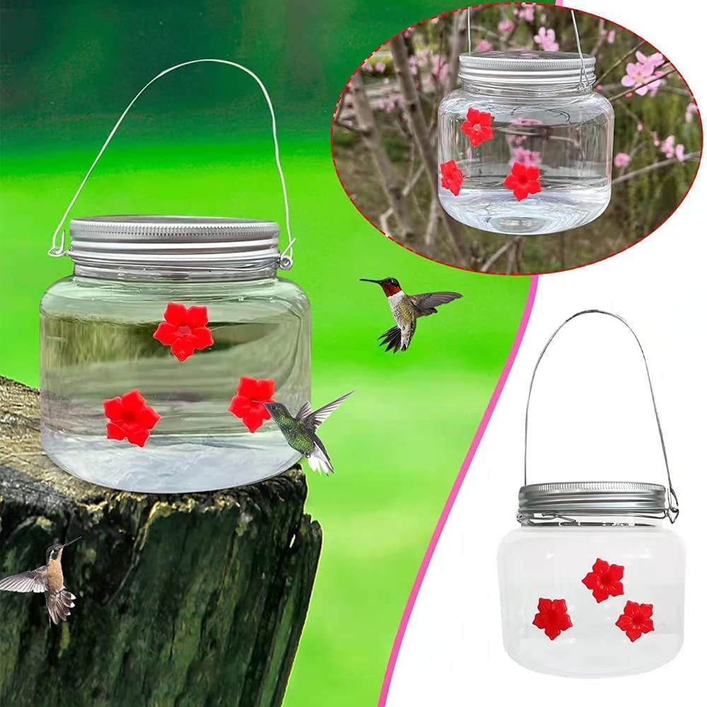 Birds Mason Jar Hummingbird Feeder, Glass Hummingbird Feeders for