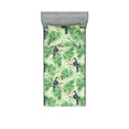 thumbnail image 1 of Birds and Nature Fitted Sheet & Pillow Sham Set, Exotics Theme Tropical Toucan Pattern with Leaves Greenery Art, Decorative Printed 2 Piece Bedding Decor, Twin, Purpleblue Fern Green, by Ambesonne, 1 of 1