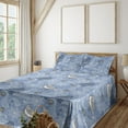 thumbnail image 1 of Ambesonne Birds and Nature Fitted & Flat Sheet with Shams 4 Pcs Set, Floral Outline Art, Full, Lavender Blue White, 1 of 5